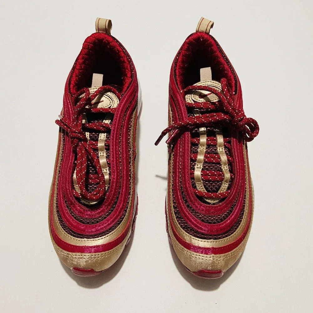 NIKE AIR MAX 97 QS NOBLE RED GOLD BLUR GS 5 Women's 6.5